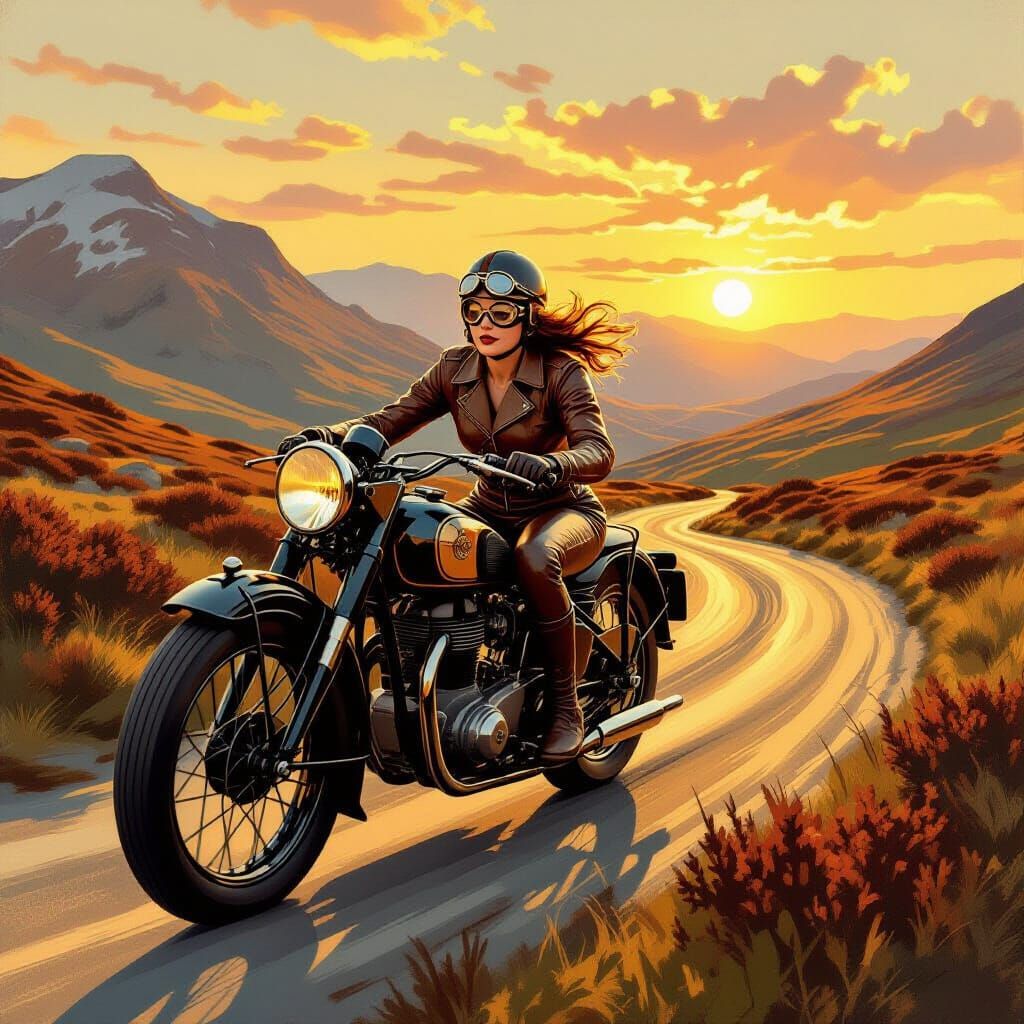 Vintage Motorcycle Race in Scottish Highlands