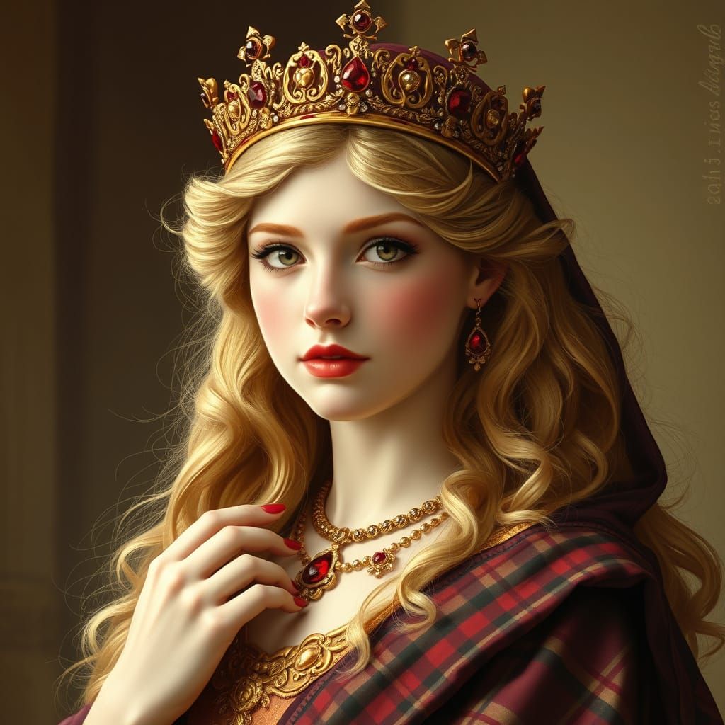 Regal Younger Sister in Majestic Crown and Elegant Attire