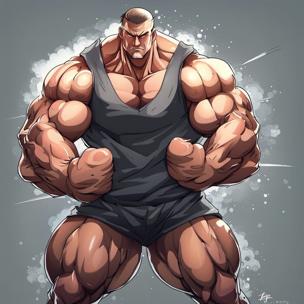 Muscular Figure in Anime Key Visual Style