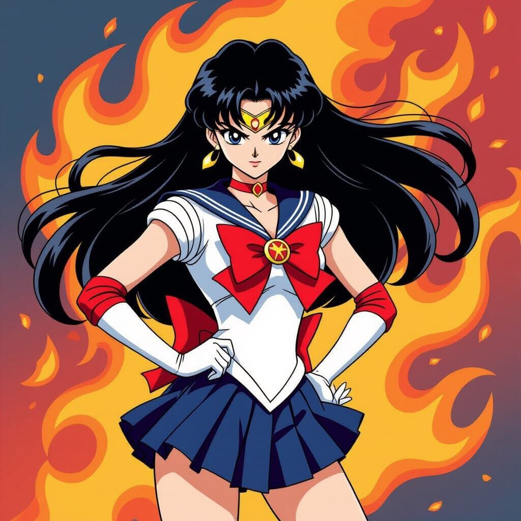 Sailor Mars in Anime Style