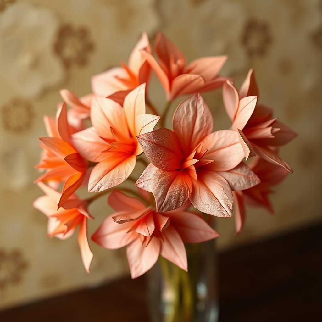 kirigami flowers in a delicate in a vase