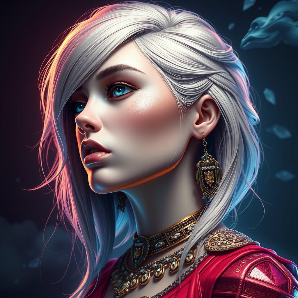 Detailed Portrait of Girl with Volumetric Lighting