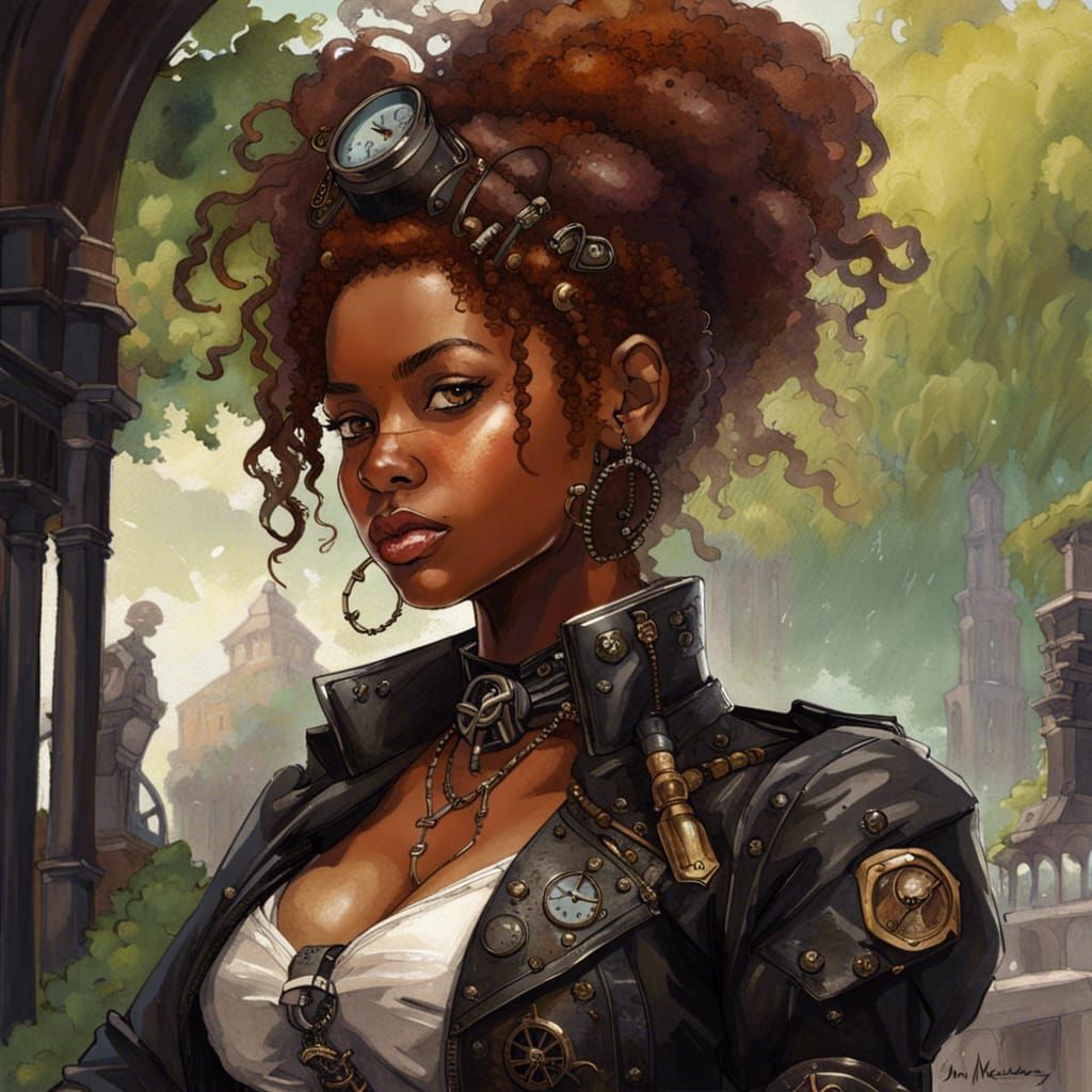 Black steampunk-girl