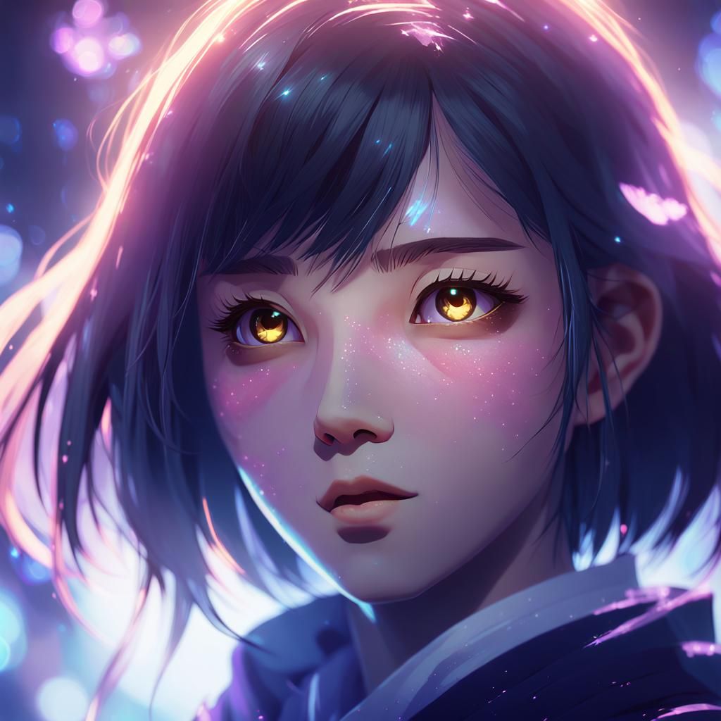 Ethereal Anime Portrait with Luminous Eyes