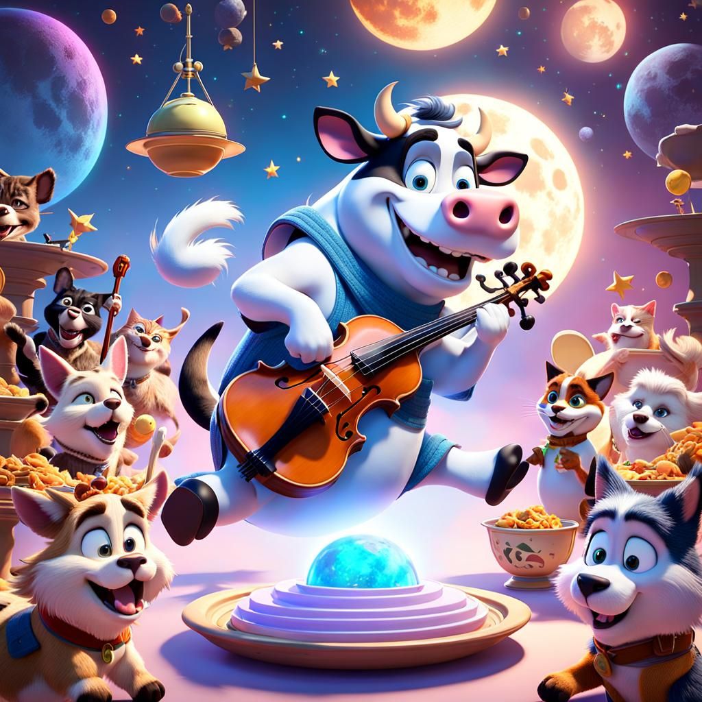 Cow Jumps Over the Moon: A Pixar Scene