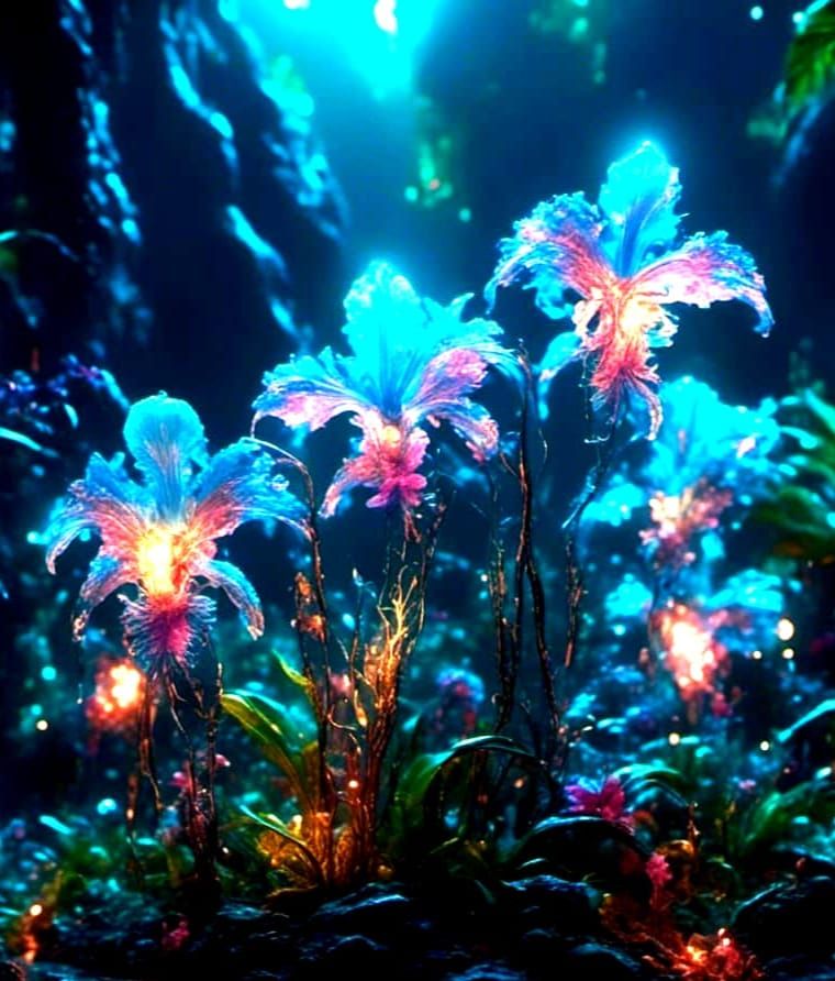 Bioluminescent Alien Orchid in Macro Shot