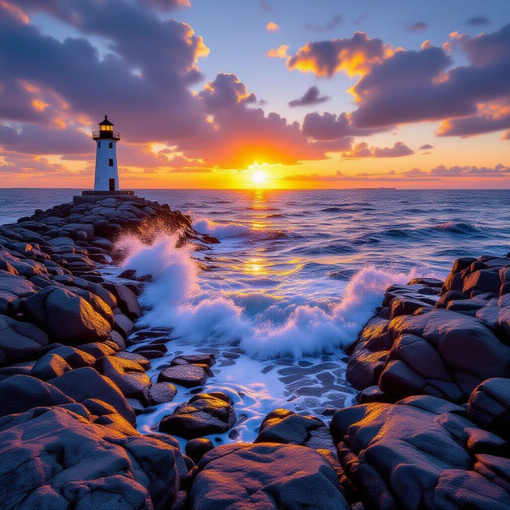 Majestic Sunset Beach with Grey Rocks