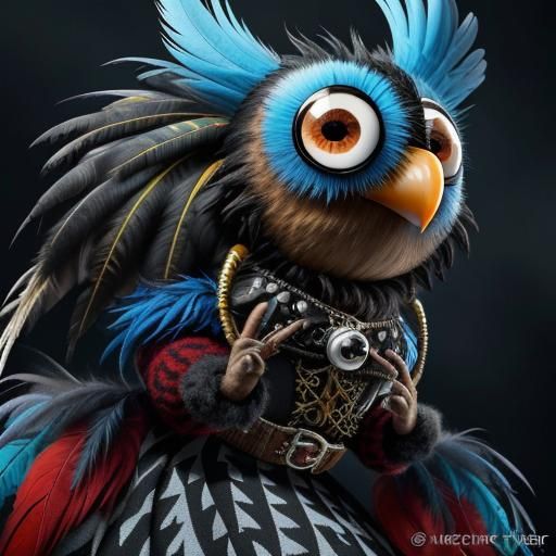 Cute Googly-Eyed Owl in a Whimsical Fairytale Scene