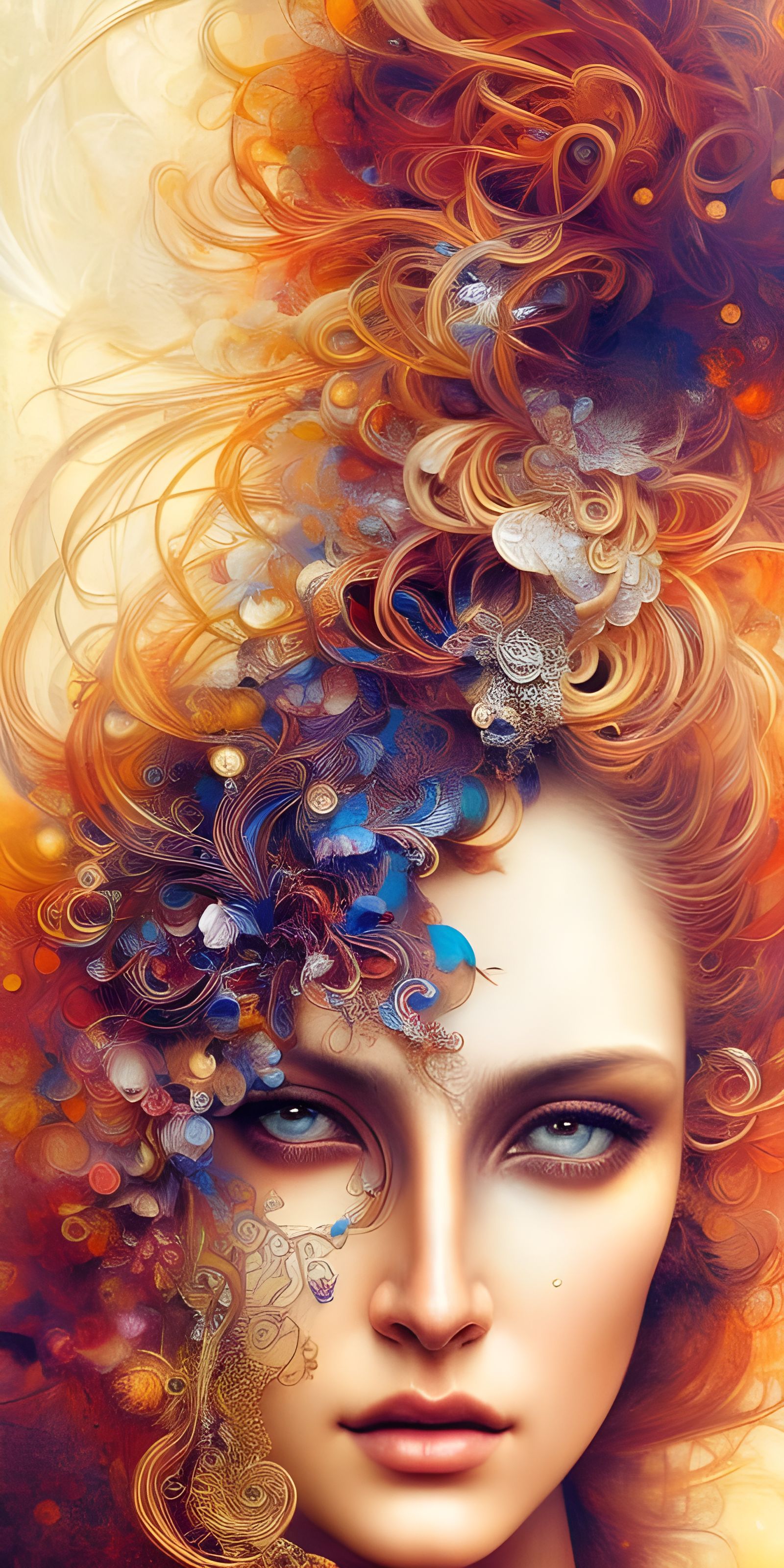 Fractal Woman Portrait in Fantasycore Style