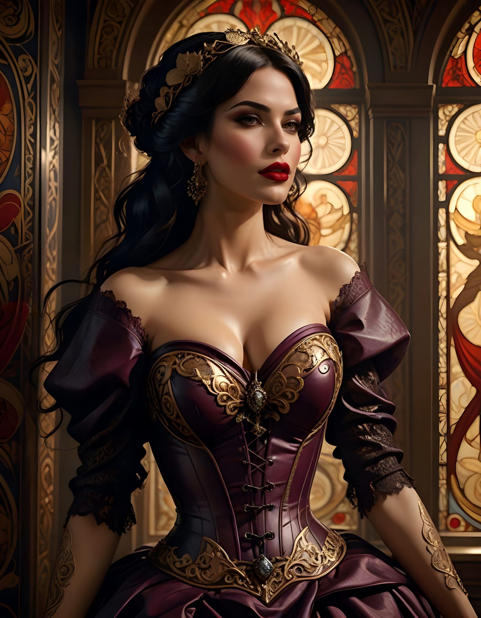 Fantasy Italian Goddess in Dark Baroque Style