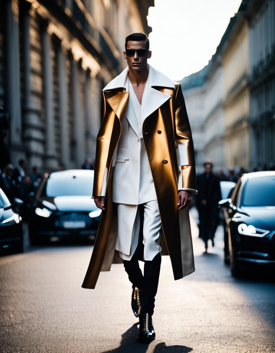 Milan Catwalk: Shirtless Model in McQueen-esque Coat