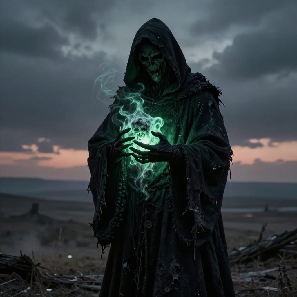 Black Reaper Grasping Ethereal Cursed Soul