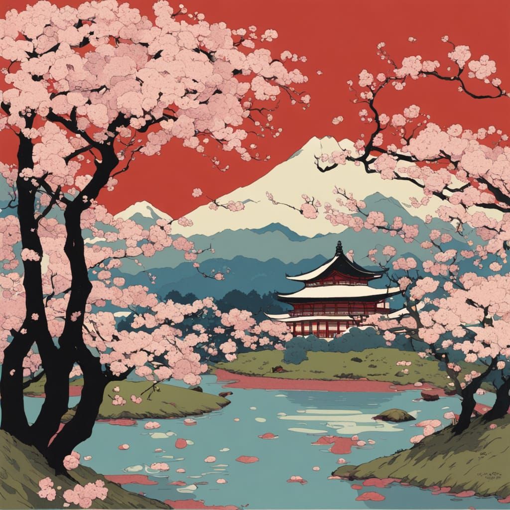 Cherry Blossom Festival: Illustrative Abstract Impression