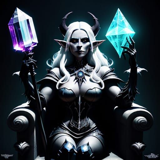 Madame Mayhem on Skull Throne in Crystal Cavern