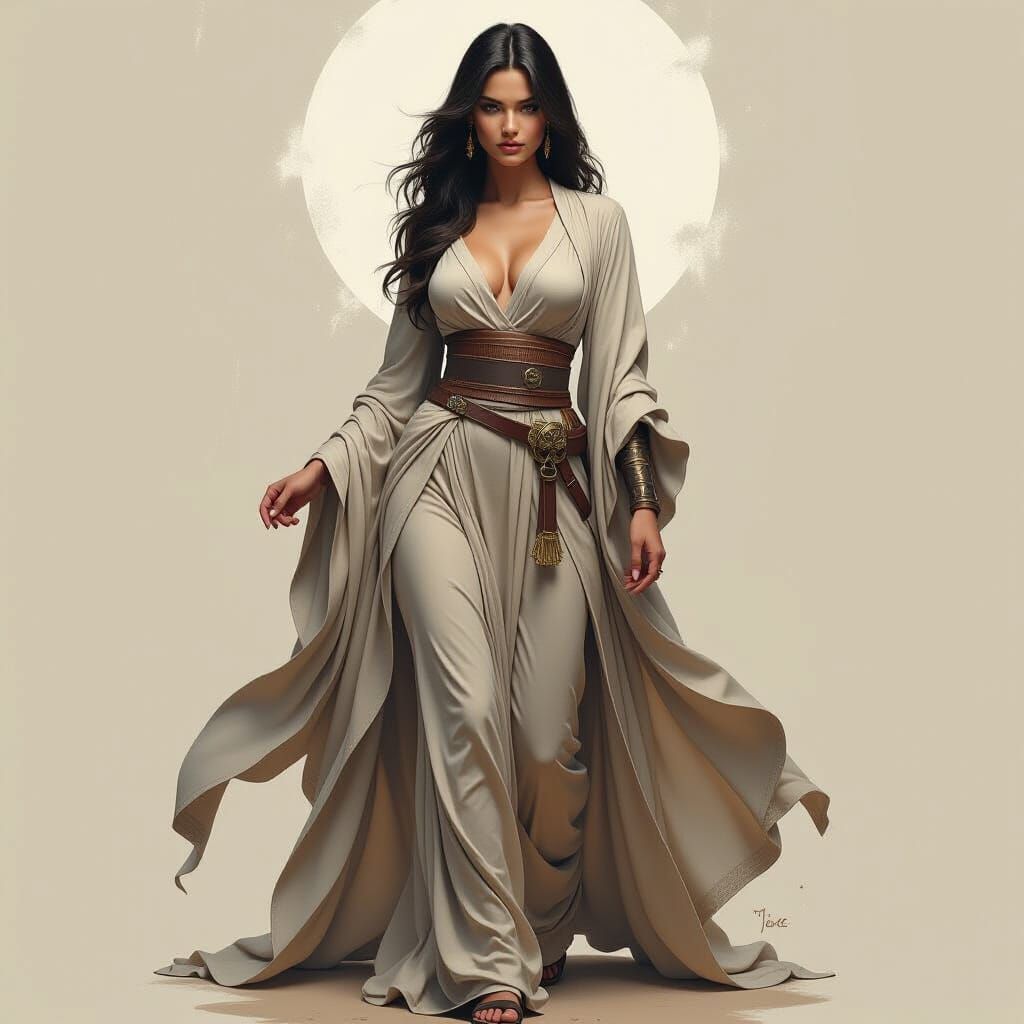 Western Realism Goddess in Flowing Robes