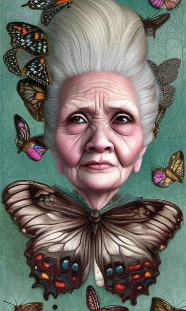 Hyperdetailed Witch with Butterflies Digital Art