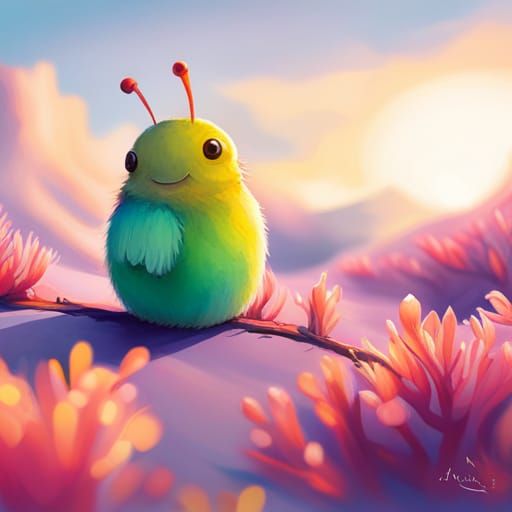 Cute Caterpillar in Isometric 3D Vector Art