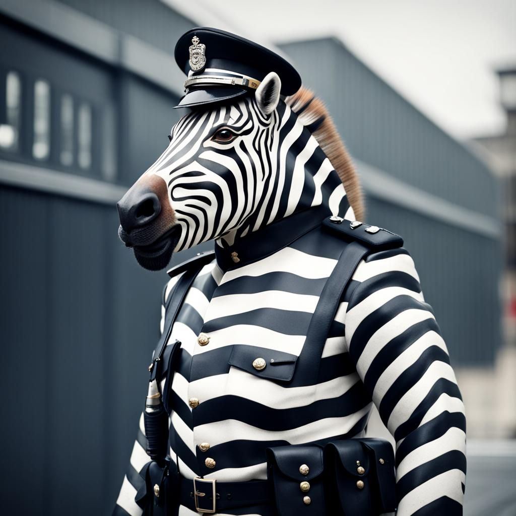 Zebra-Headed British Policeman Portrait