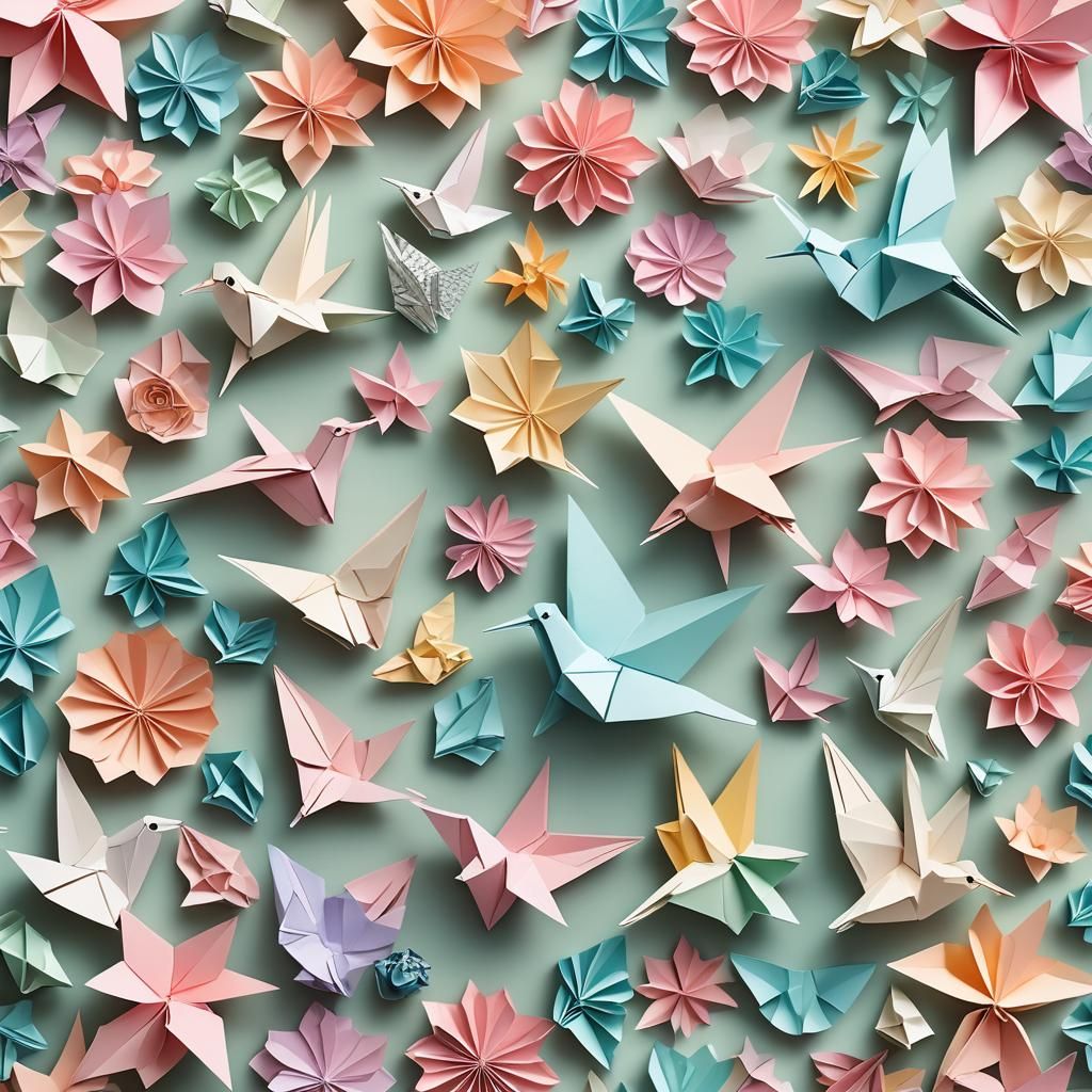 Delicate Origami Papercraft Art in Pastel Colors