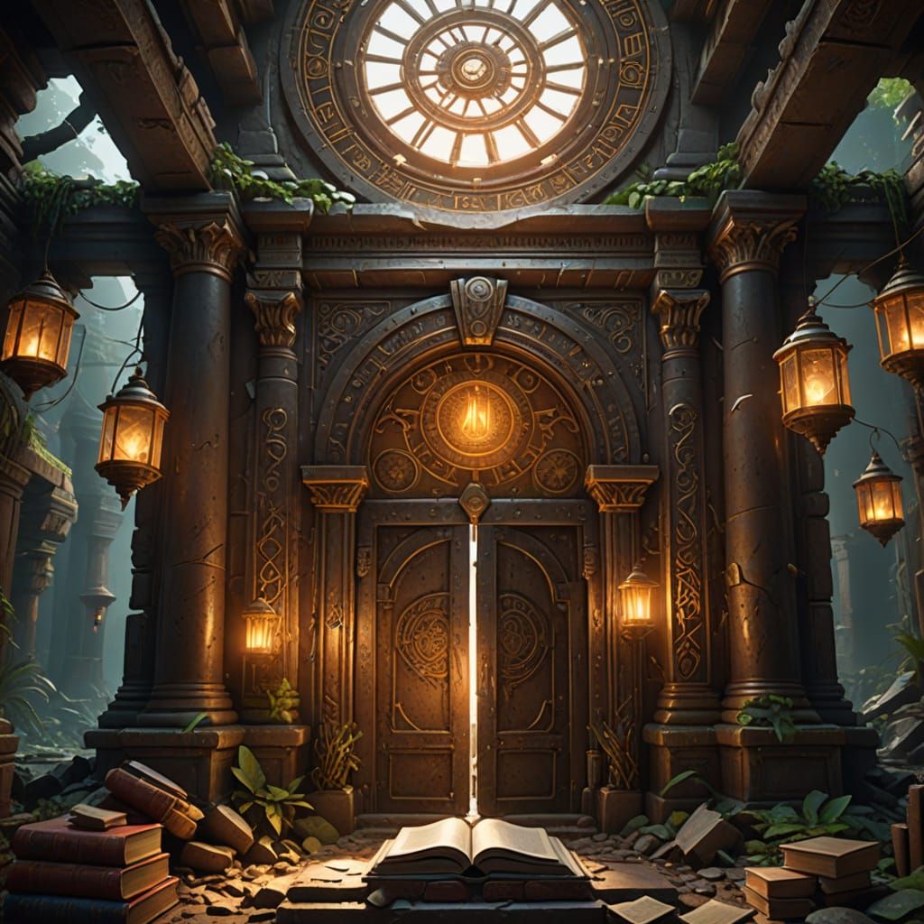 Ancient Chamber Discovery in Detailed Digital Painting