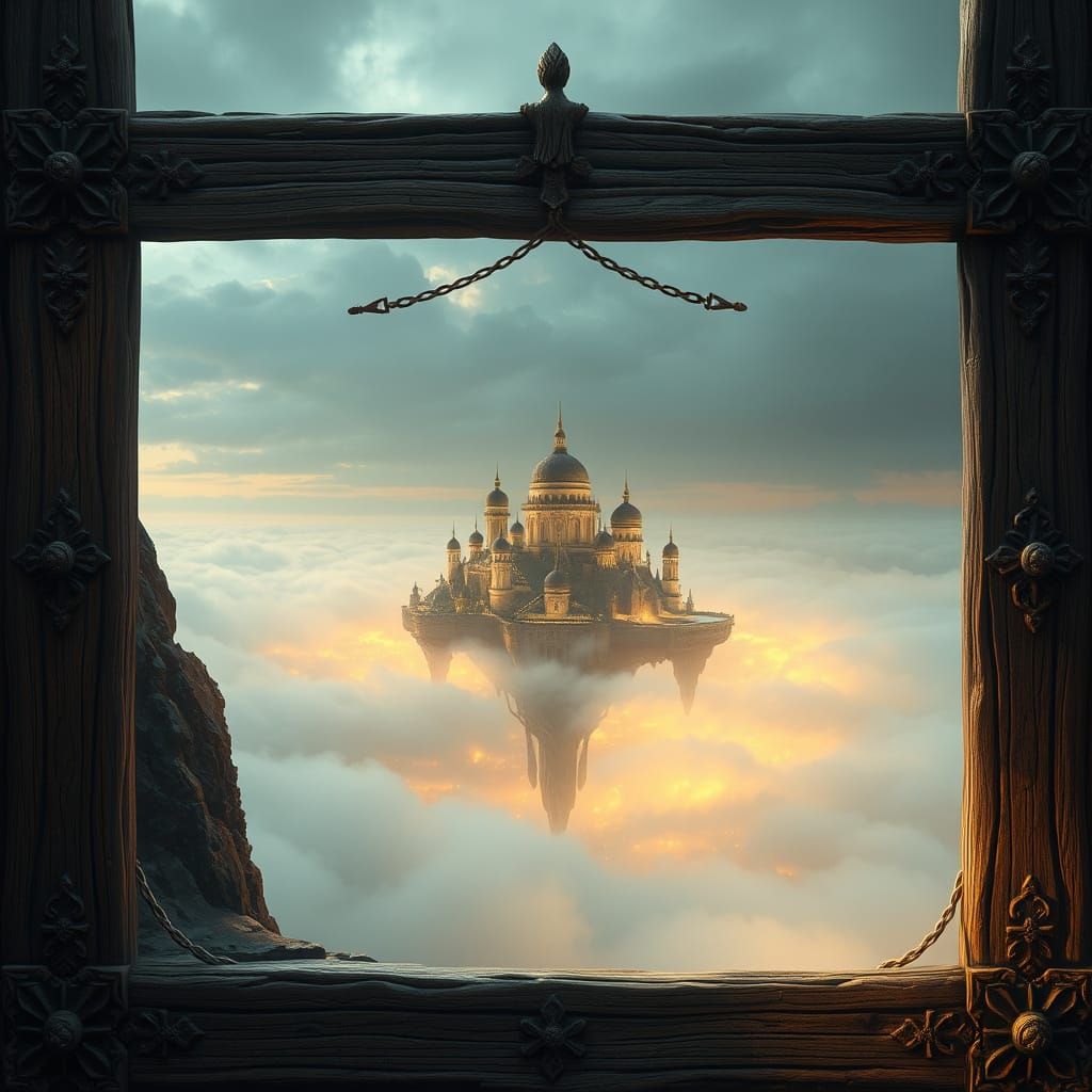 An old, ornate wooden frame