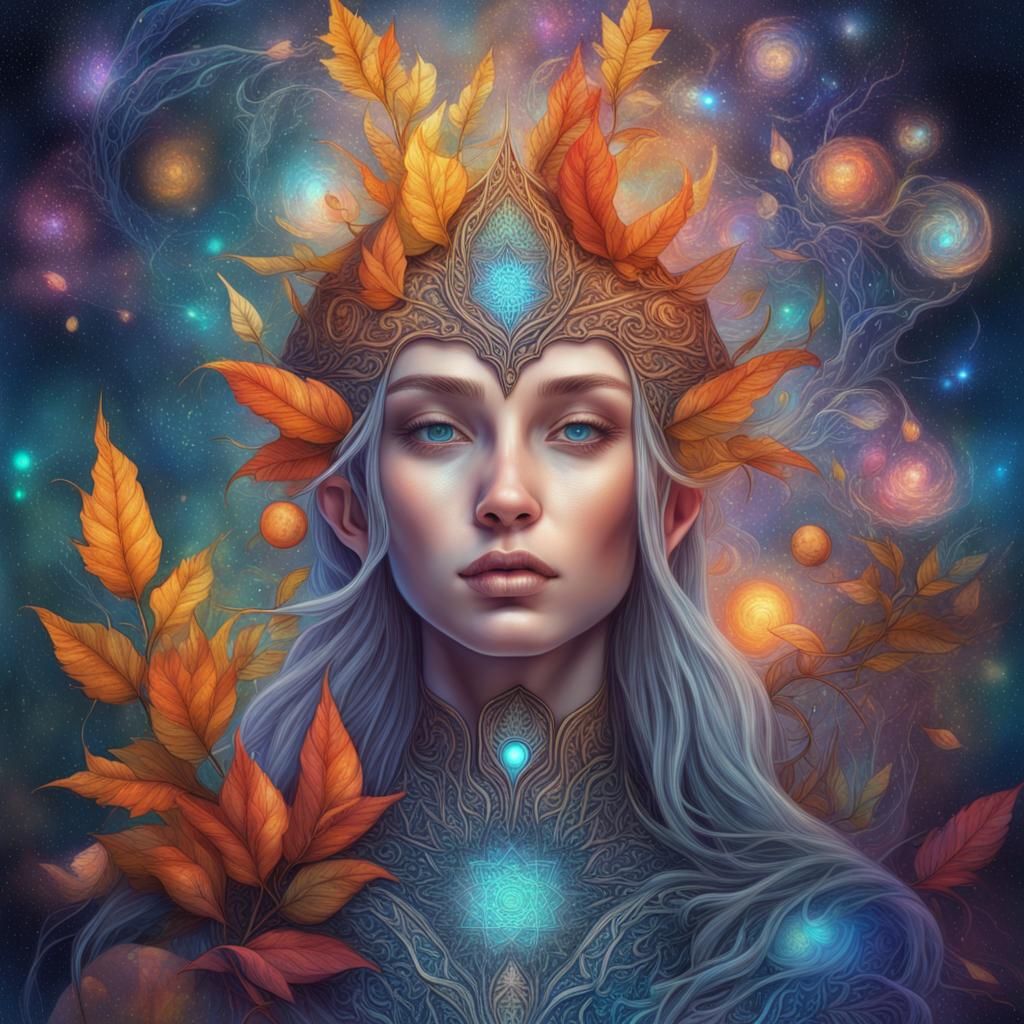 Elven Autumnal Dream: Holographic Cosmic Illustration