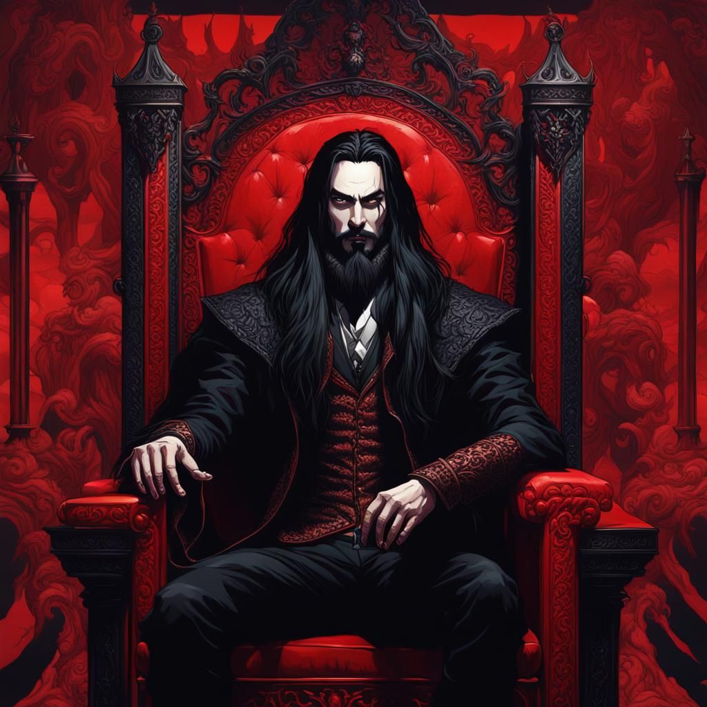 Vampire Lord on Red Throne in Red Kingdom