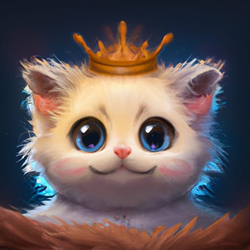 Crowned Kitten in Space: Digital Illustration