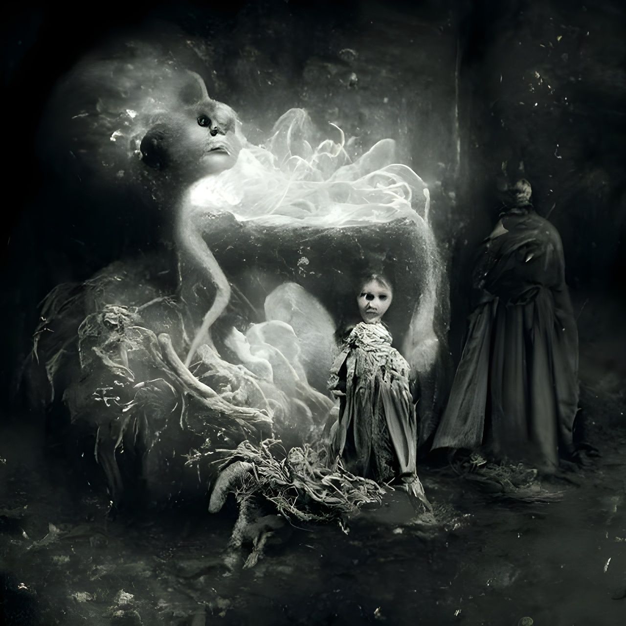Eerie Changeling Child in Vintage Supernatural Photo