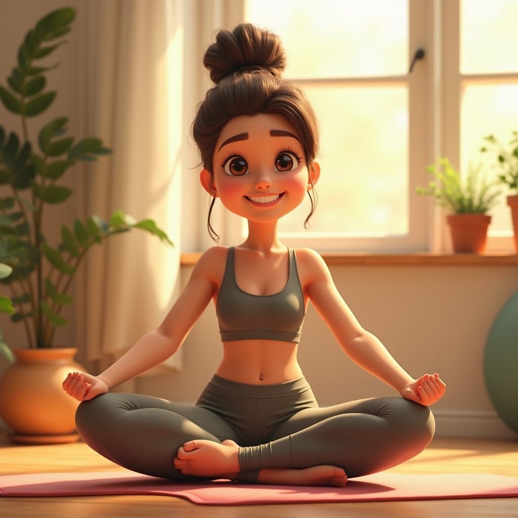 Serene 3D Woman Doing Pilates with Joy