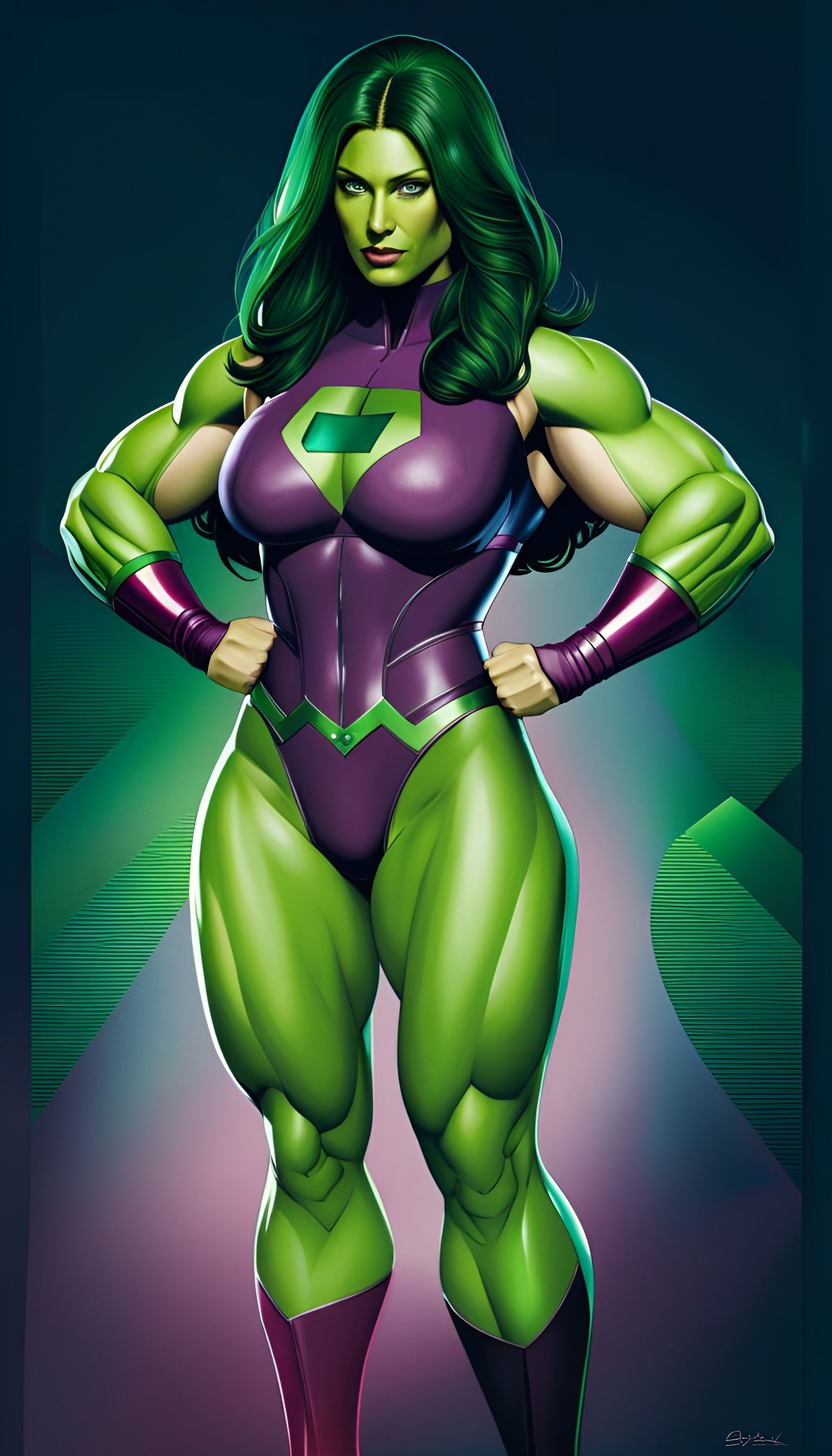 Photorealistic She-Hulk with Muscular Physique in 4K