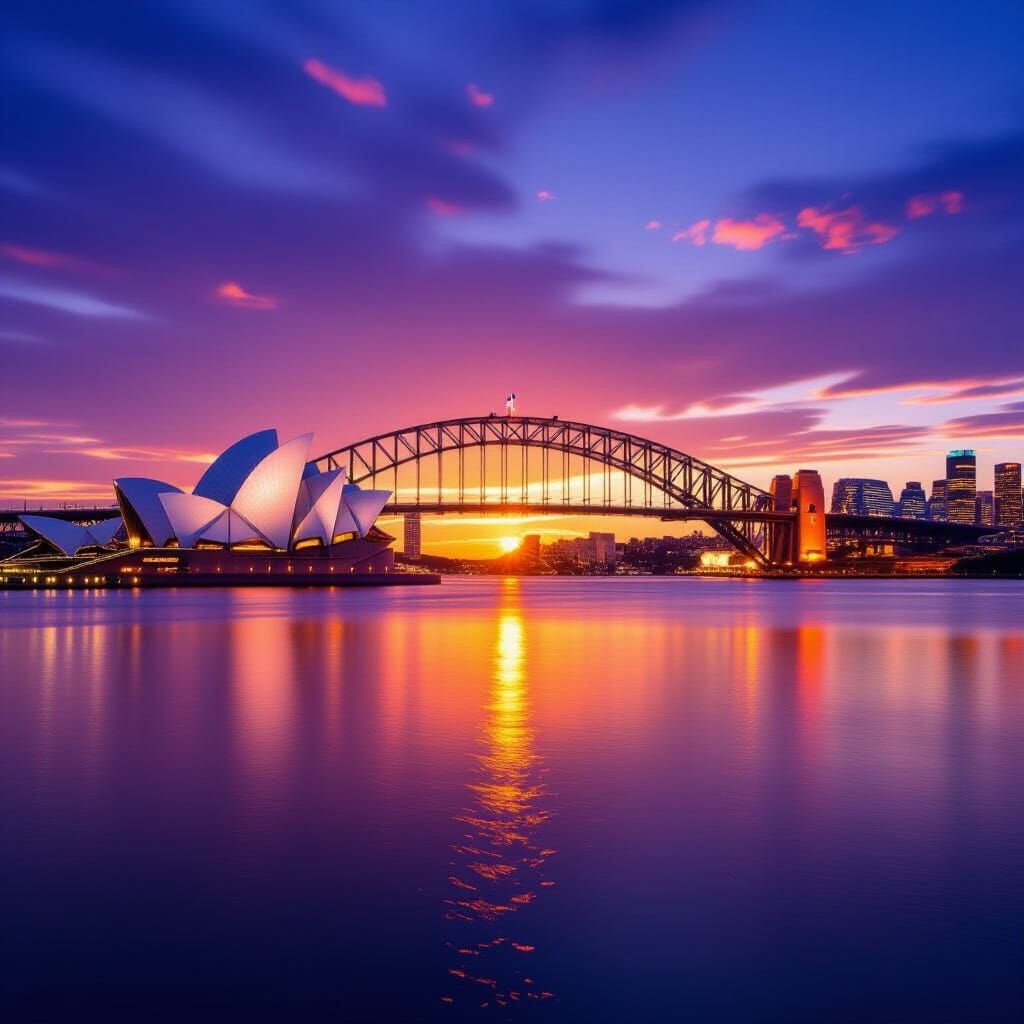 Sydney Skyline at Dusk: Opera House & Bridge
