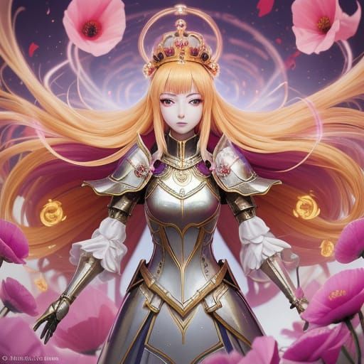 Ethereal Poppy Queen in Anime-Inspired 3D Art