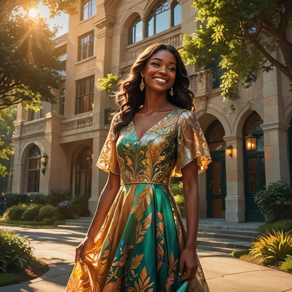 Enchanting Woman in Golden Hour Sunlight