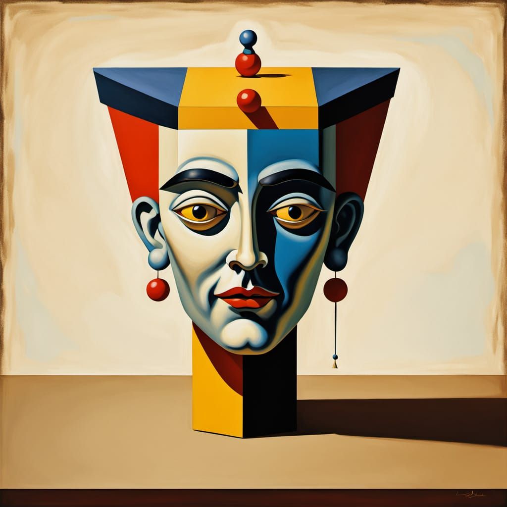 Surreal Geometric Artwork: Demonic Jack in the Box