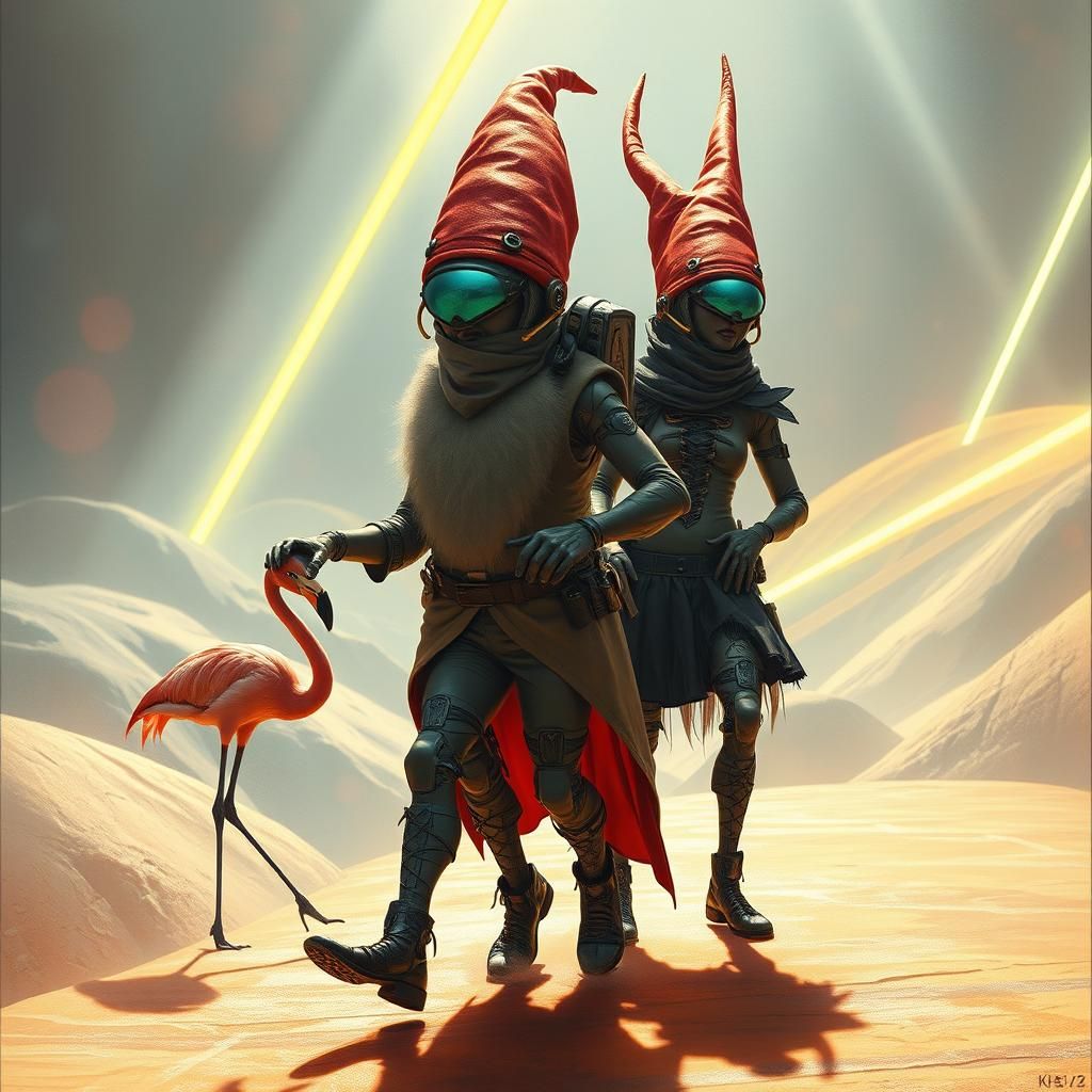 Futuristic Gnomes Strutting the Catwalk: A Kley-esque Vision