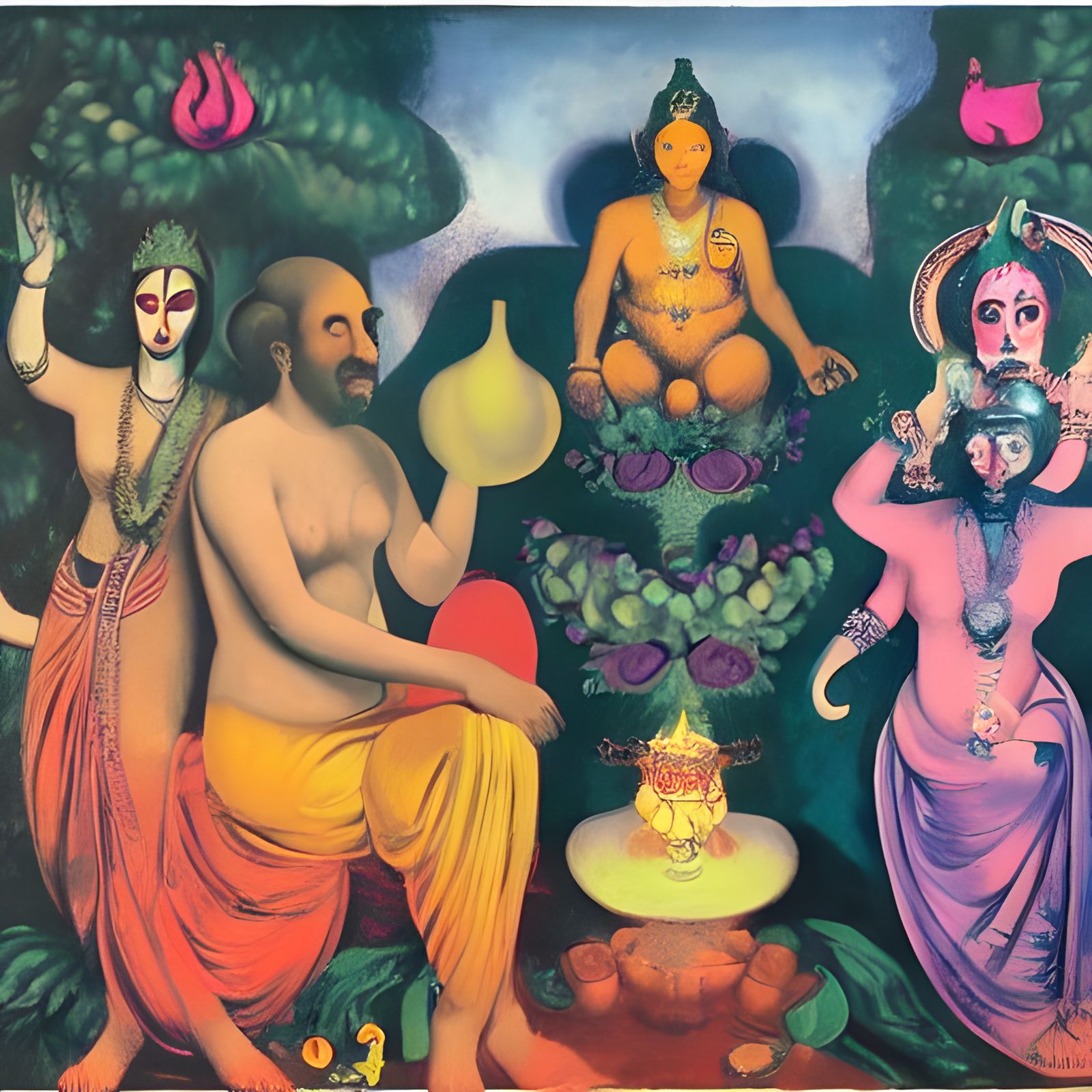 Surreal Garden Allegory Inspired by Peking Opera