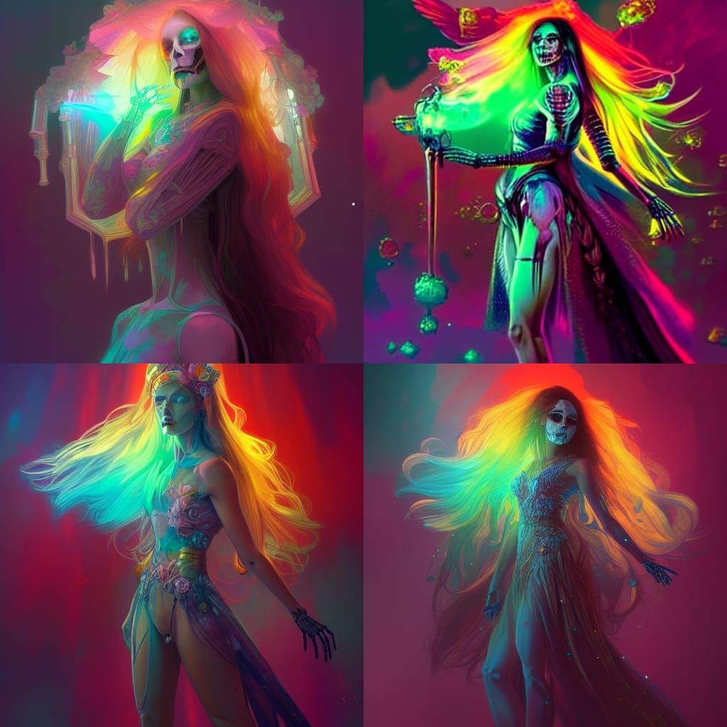 Rainbow Crystal Skeleton Princess Portrait