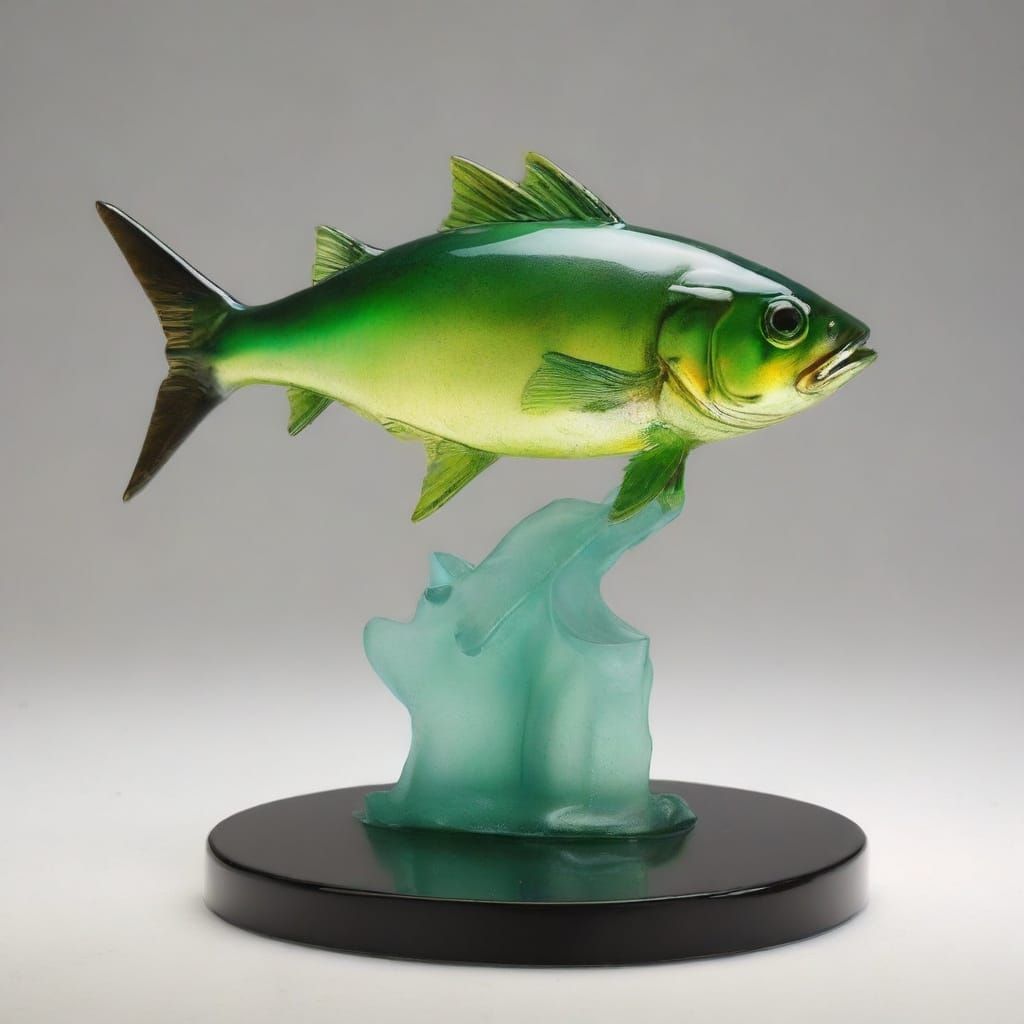 Glass Sculpture of Hitchhiking Tuna Fish