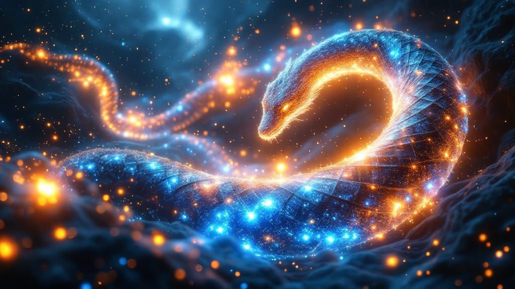 Luminous Cosmic Serpent in Hyperspace