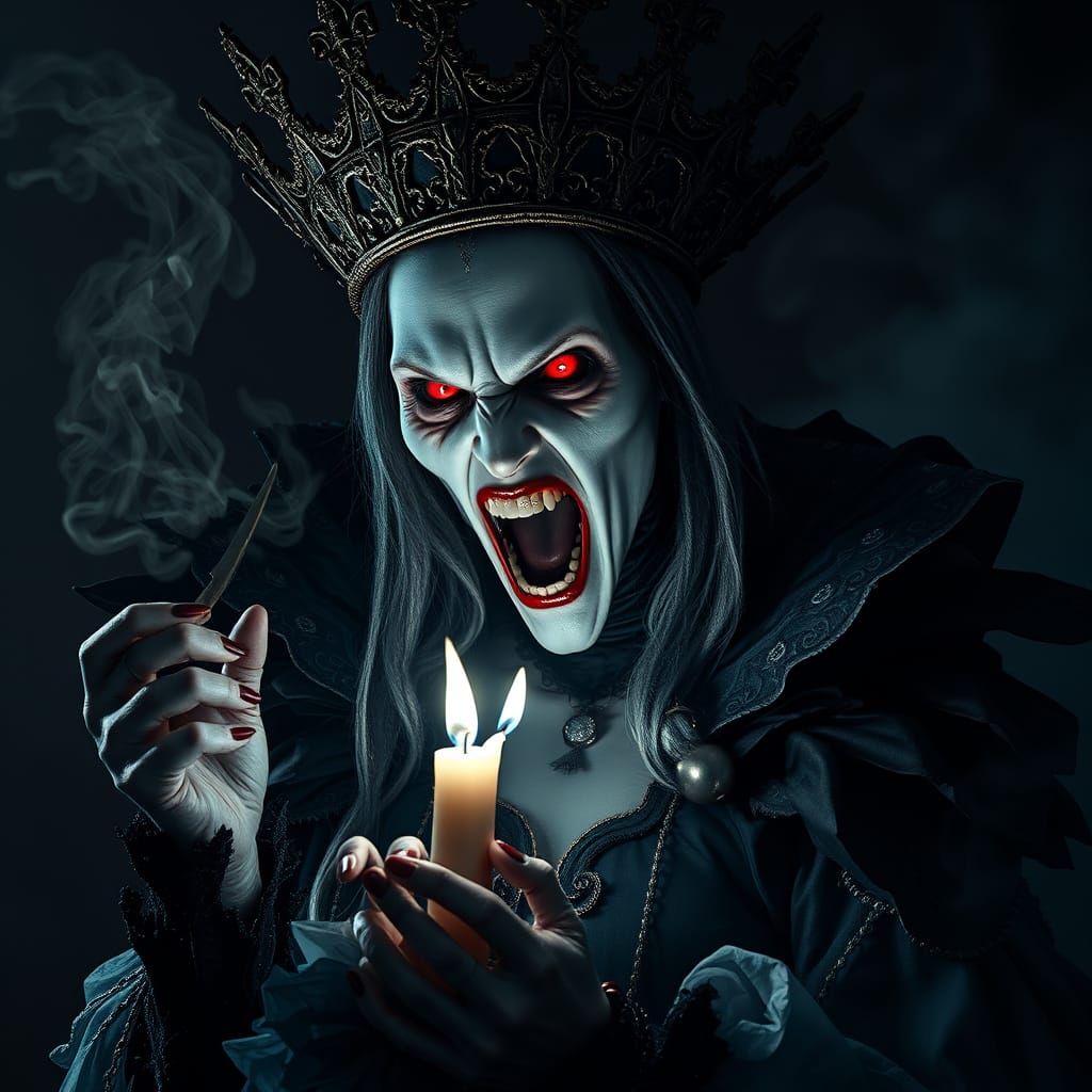 Ghostly Vampire Queen Reigns in Dark, Haunted Realm