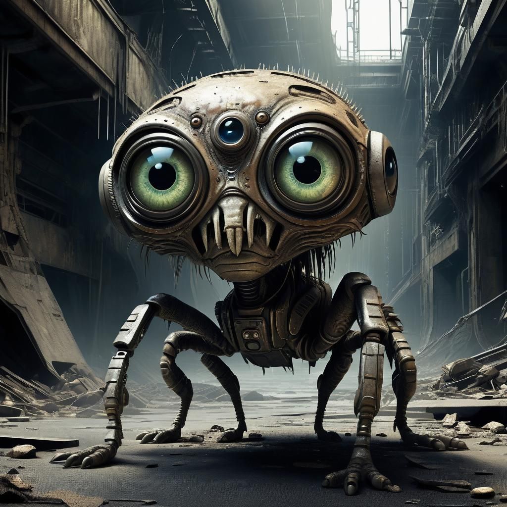 Sci-Fi Alien Creature in Dystopian Landscape