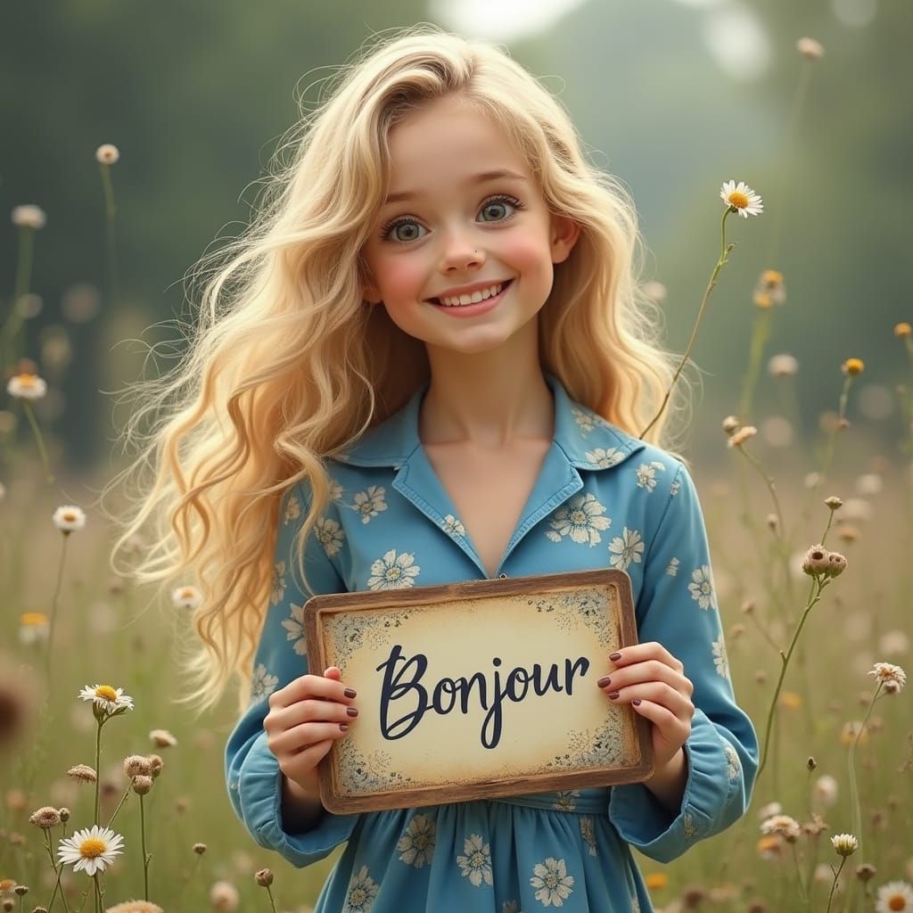 Whimsical Fairy with Sign in Fantasy Art Style