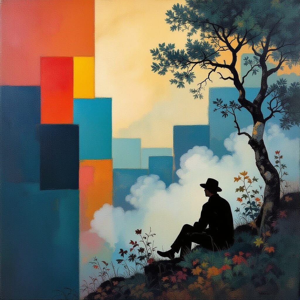 Dreamlike Scene in Rothko, Schiele and Gurney Styles