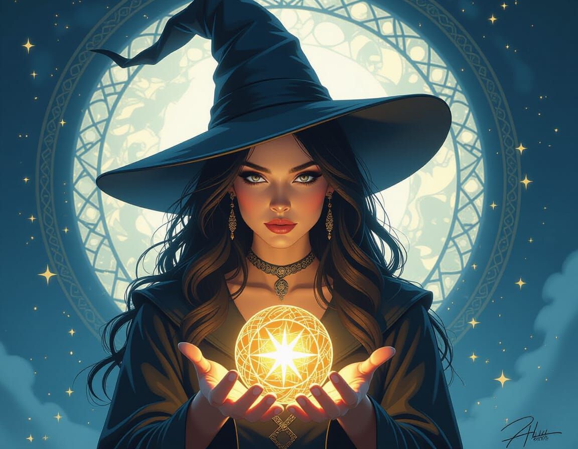 Witch Studying Magic, Dynamic Lighting and Triadic Colors