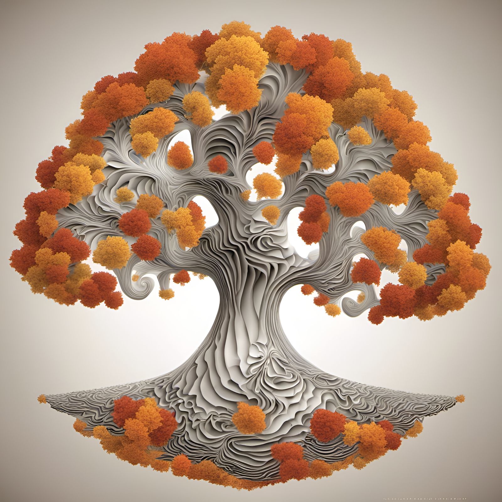 Abstract Autumn Tree Fractal in 3D
