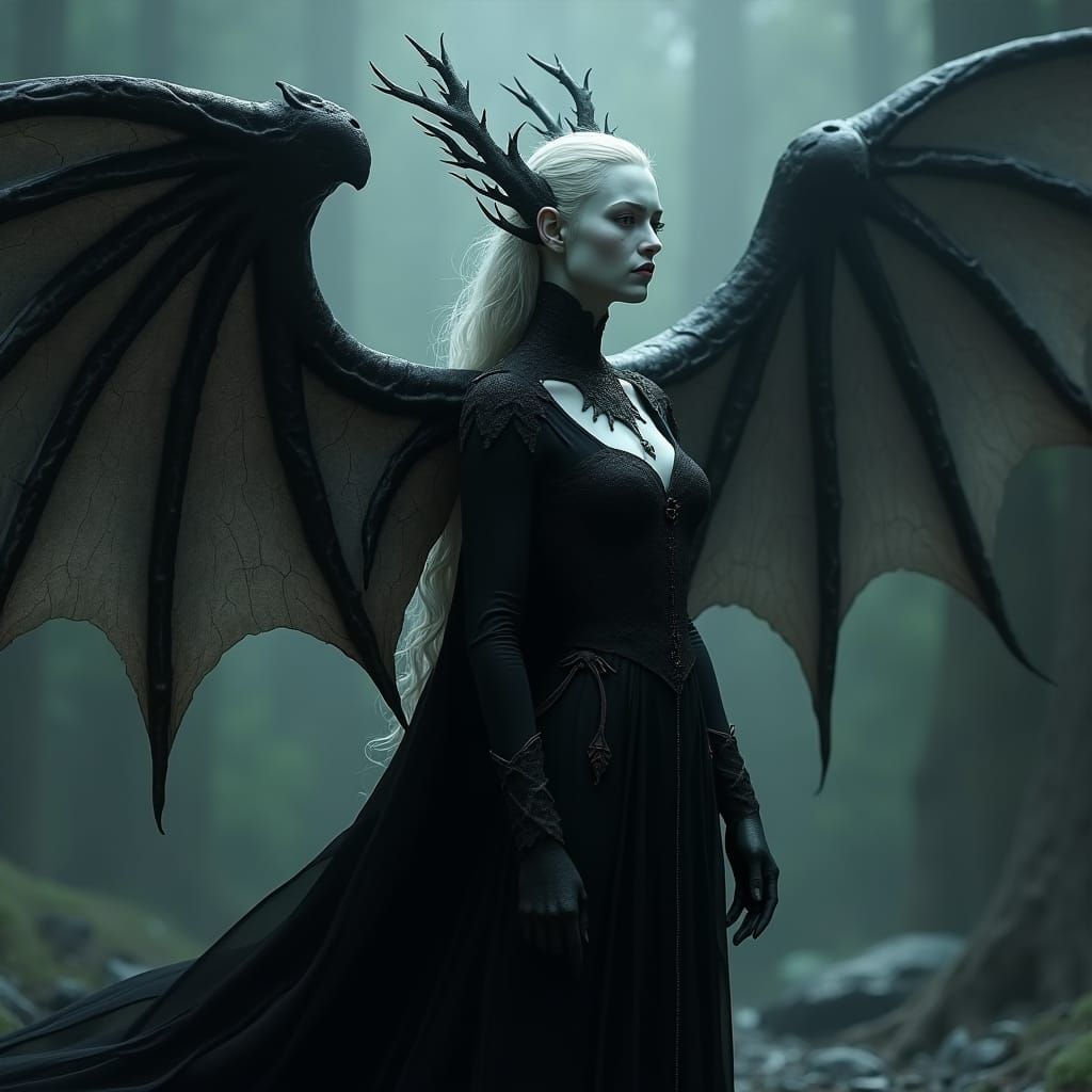 Pale Vampire Servant in Dark Fantasy Landscape