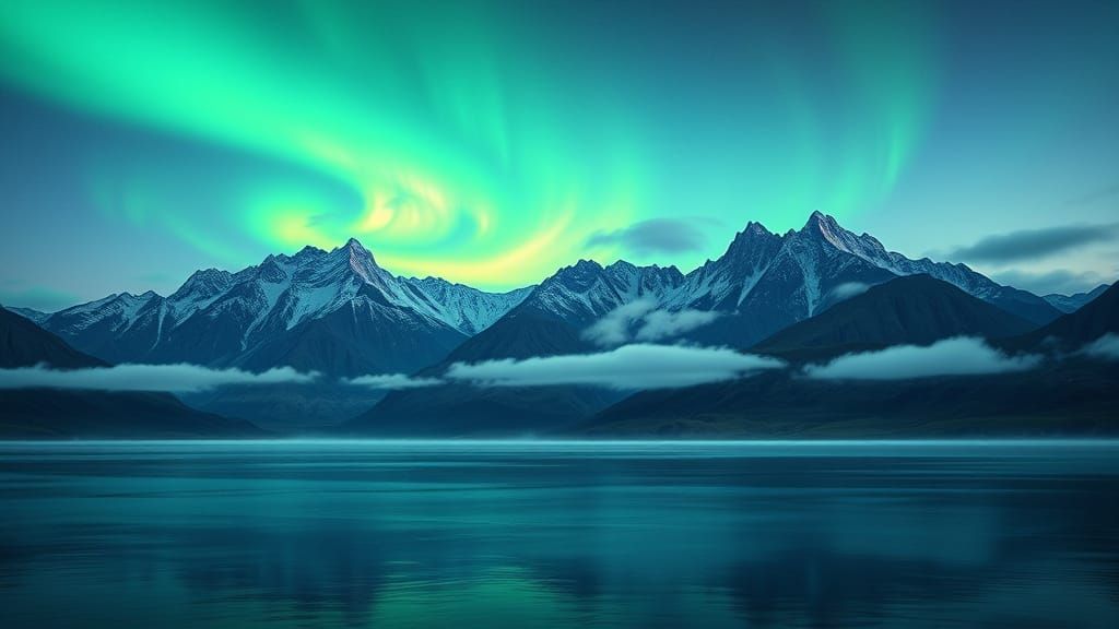 Twilight Aurora Borealis Landscape in Ethereal Light