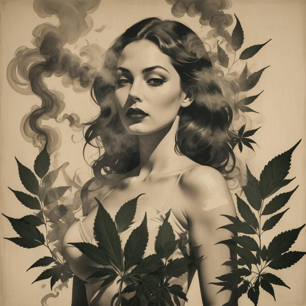 Woman in Shadow with Swirling Smoke