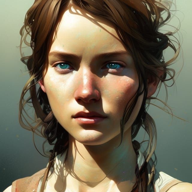 Farmer Girl Portrait in Hyperdetailed Lighting